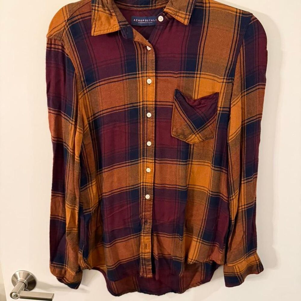 Aeropostale Women's Plaid Button Down Shirt